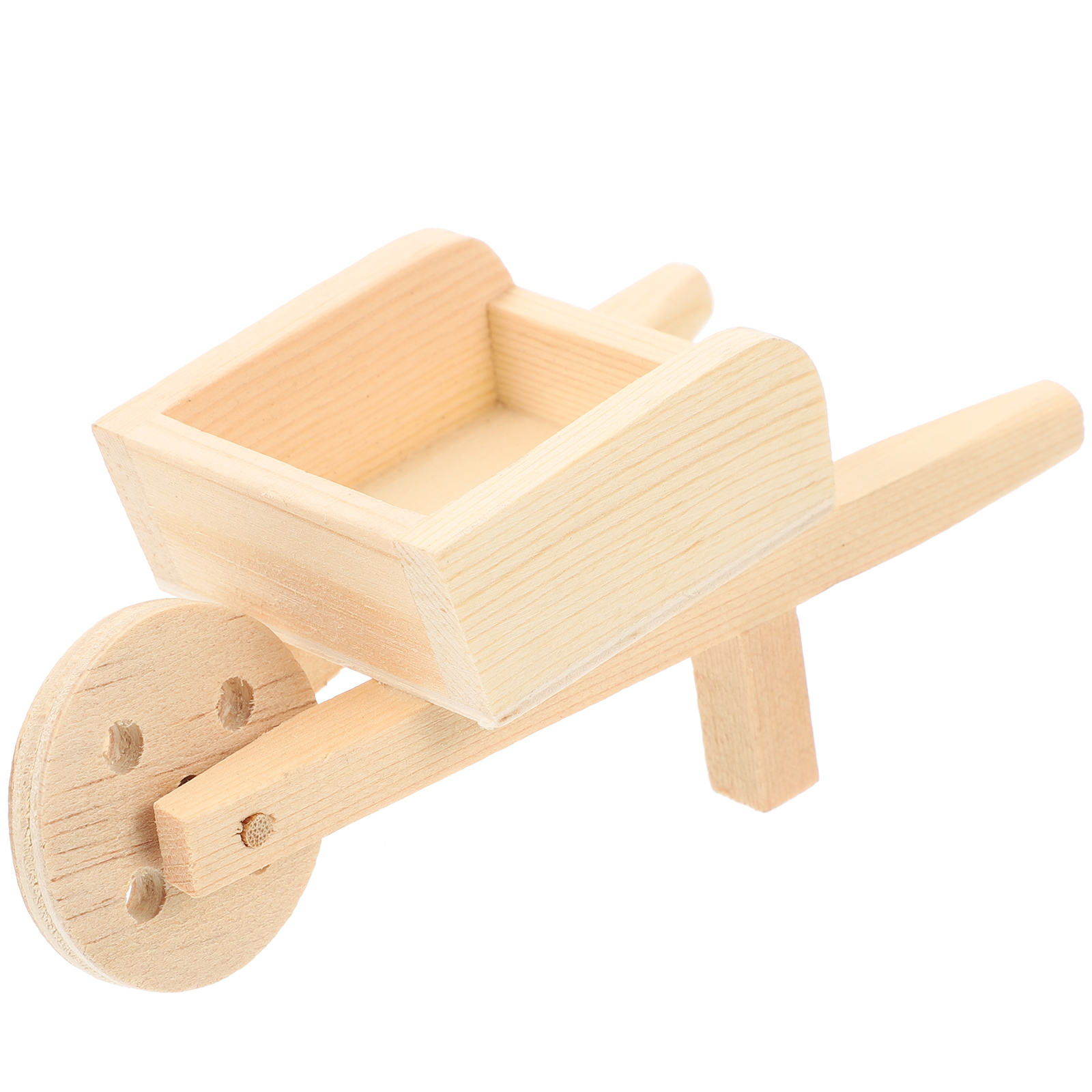 Sensethe Mini Cart Wheelbarrow Toy Wooden Wagon for Fairy Garden Landscape Accessories